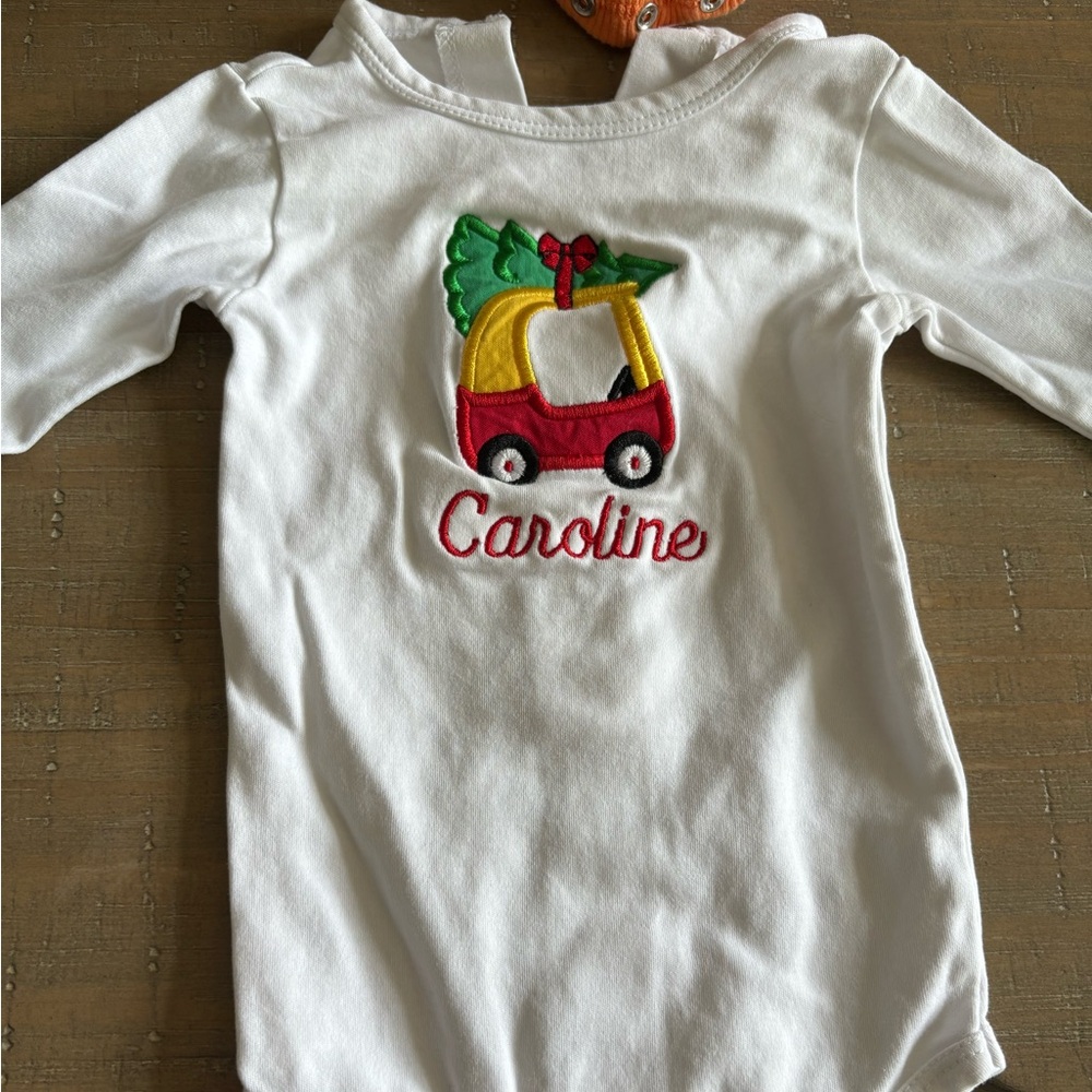 Caroline Christmas Embroidered Personalized Onesie